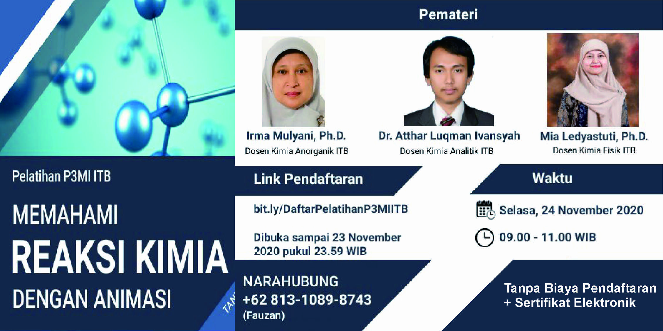 Pelatihan P3MI ITB: Memahami Reaksi Kimia dengan Animasi