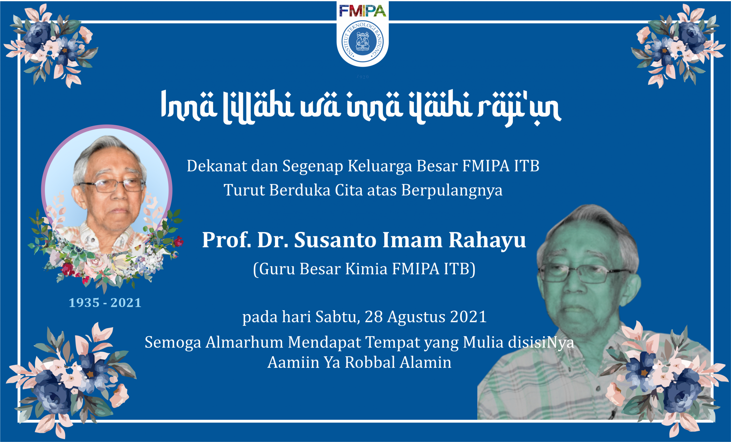 Obituari: Prof. Dr. Susanto Imam Rahayu