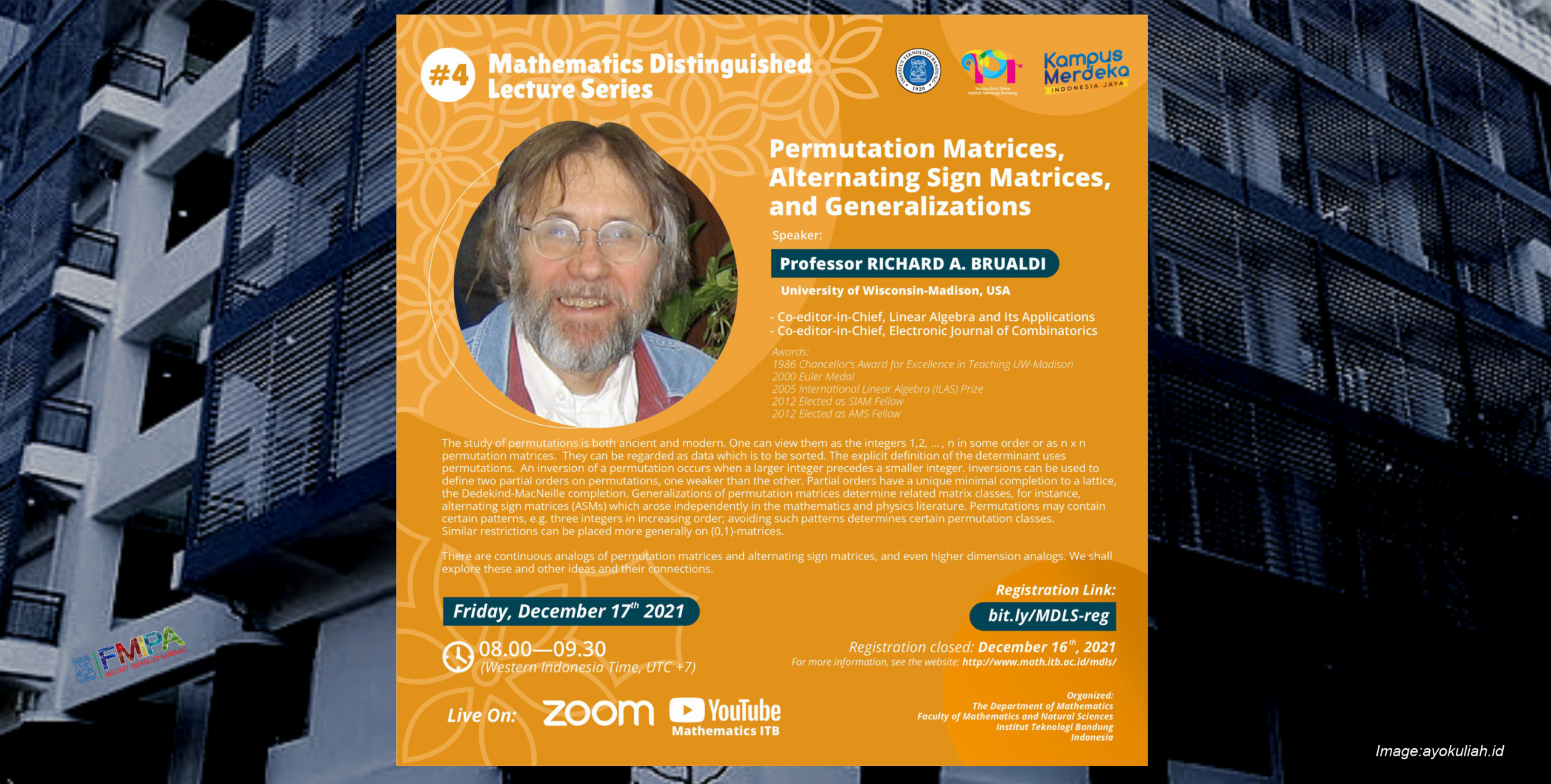 Mathmatics Distinguished Lecture Series: Permutation matrices, alternating Sign Matrices, and Generalizations