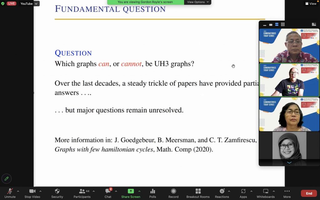 Prof. Gordon Royle memberikan kuliah tamu di Seri CTS FMIPA ITB – FMIPA ITB