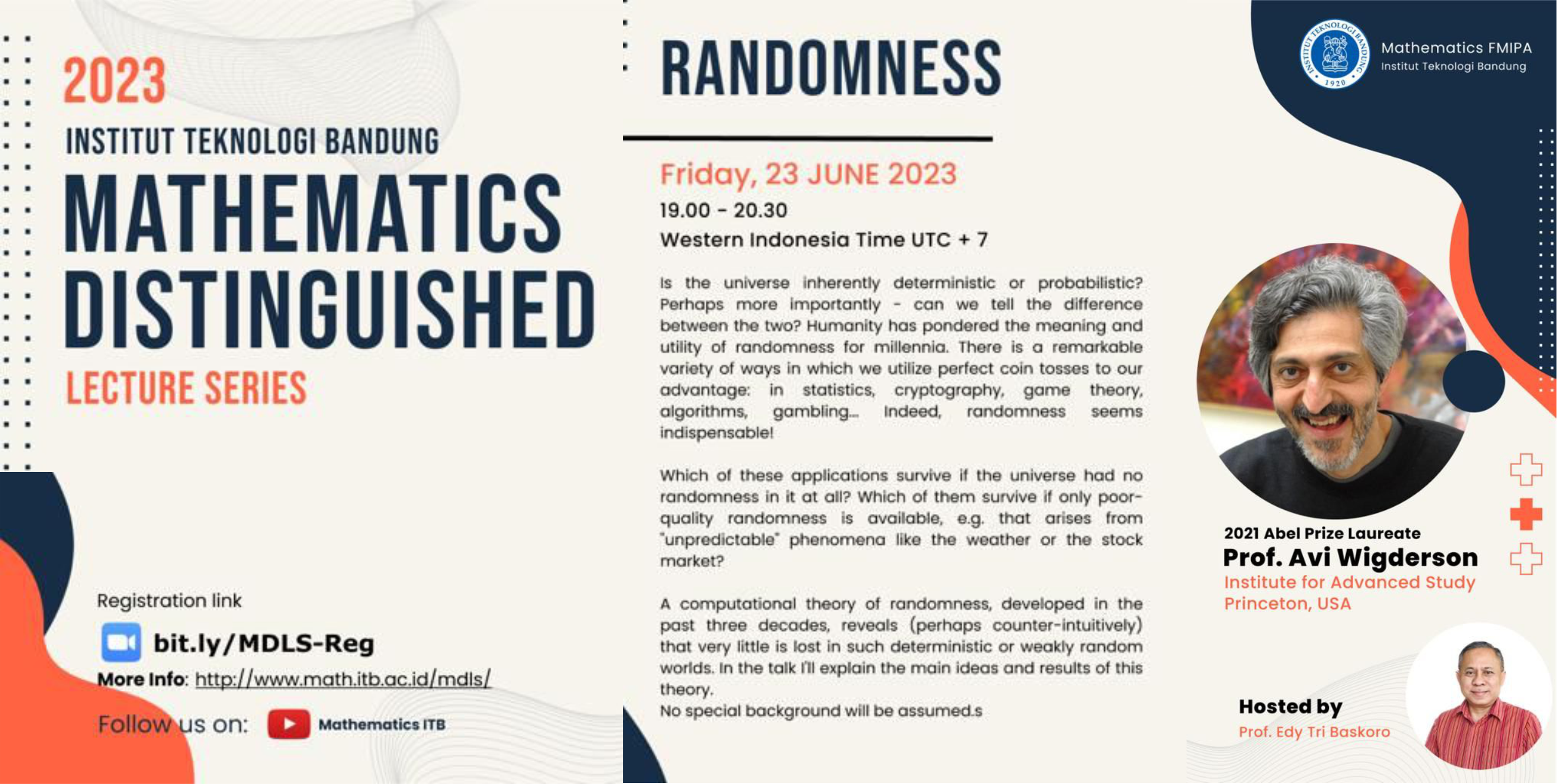 Pemenang Abel Prize 2021 Prof. Avi Wigderson bicara tentang Randomness di FMIPA ITB