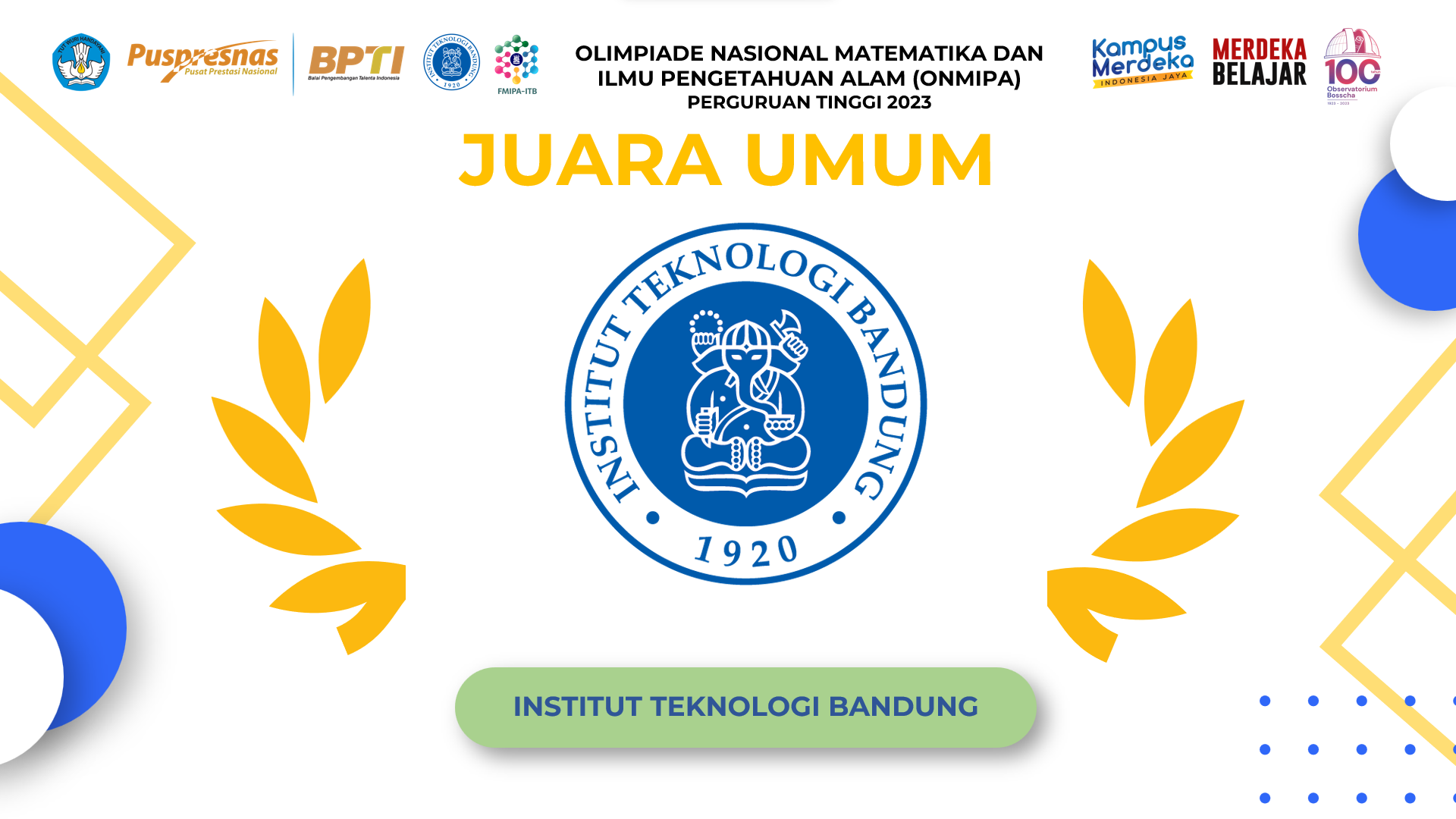 Penutupan ONMIPA  PT 2023, ITB menjadi Juara Umum