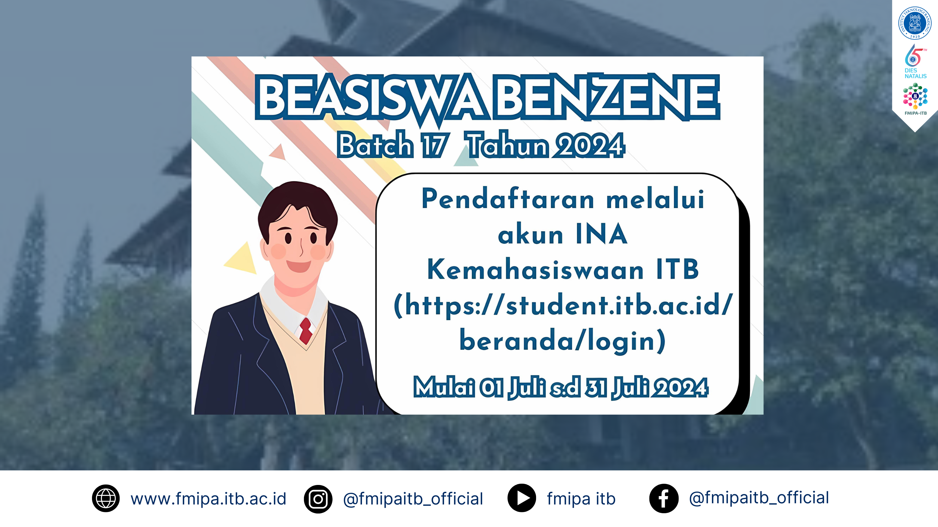 Ikatan Alumni Kimia ITB 2011 dan 2012 membuka kembali Beasiswa BENZENE periode Batch 17 Tahun 2024