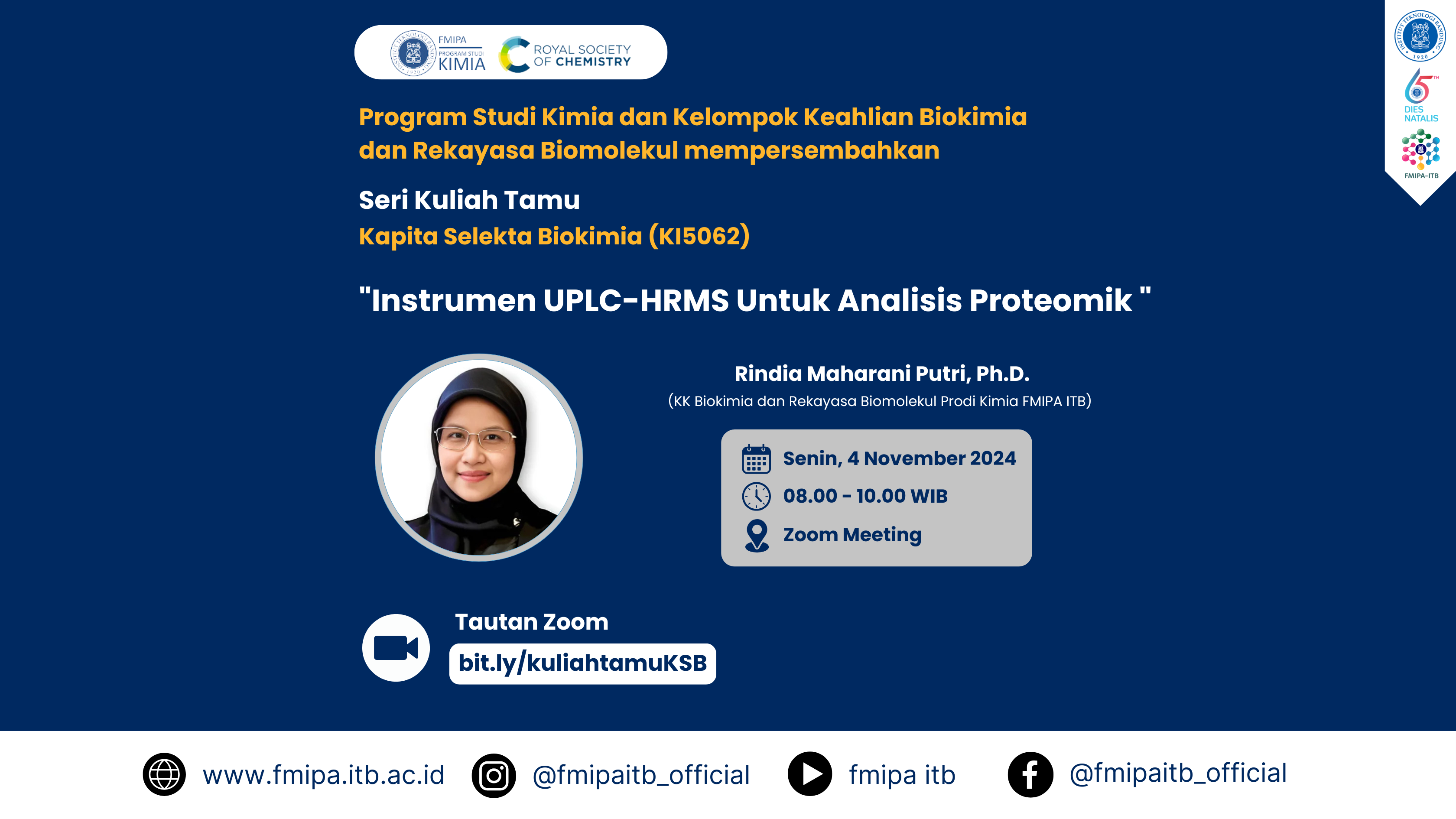 Seri Kuliah Tamu Kapita Selekta Biokimia (KI5062) “Instrumen UPLC-HRMS untuk Analisis Proteomik”