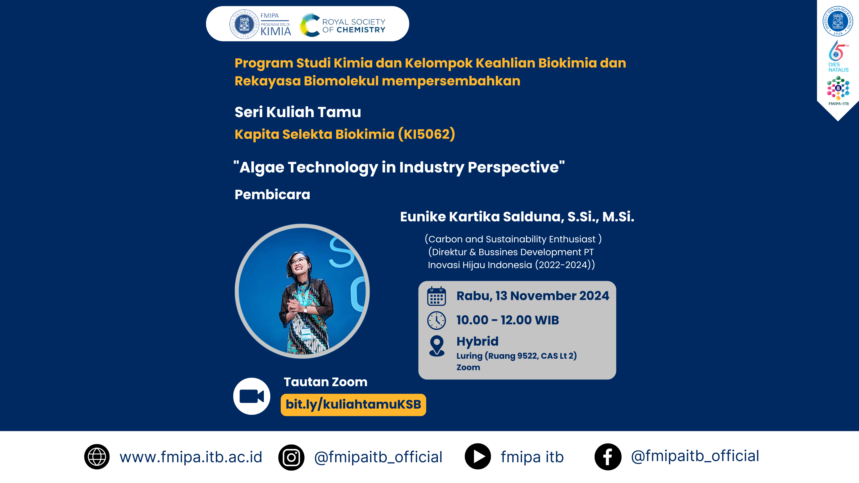 Seri Kuliah Tamu Kapita Selekta Biokimia (KI5062) “Algae Technology in Industry Perspective”