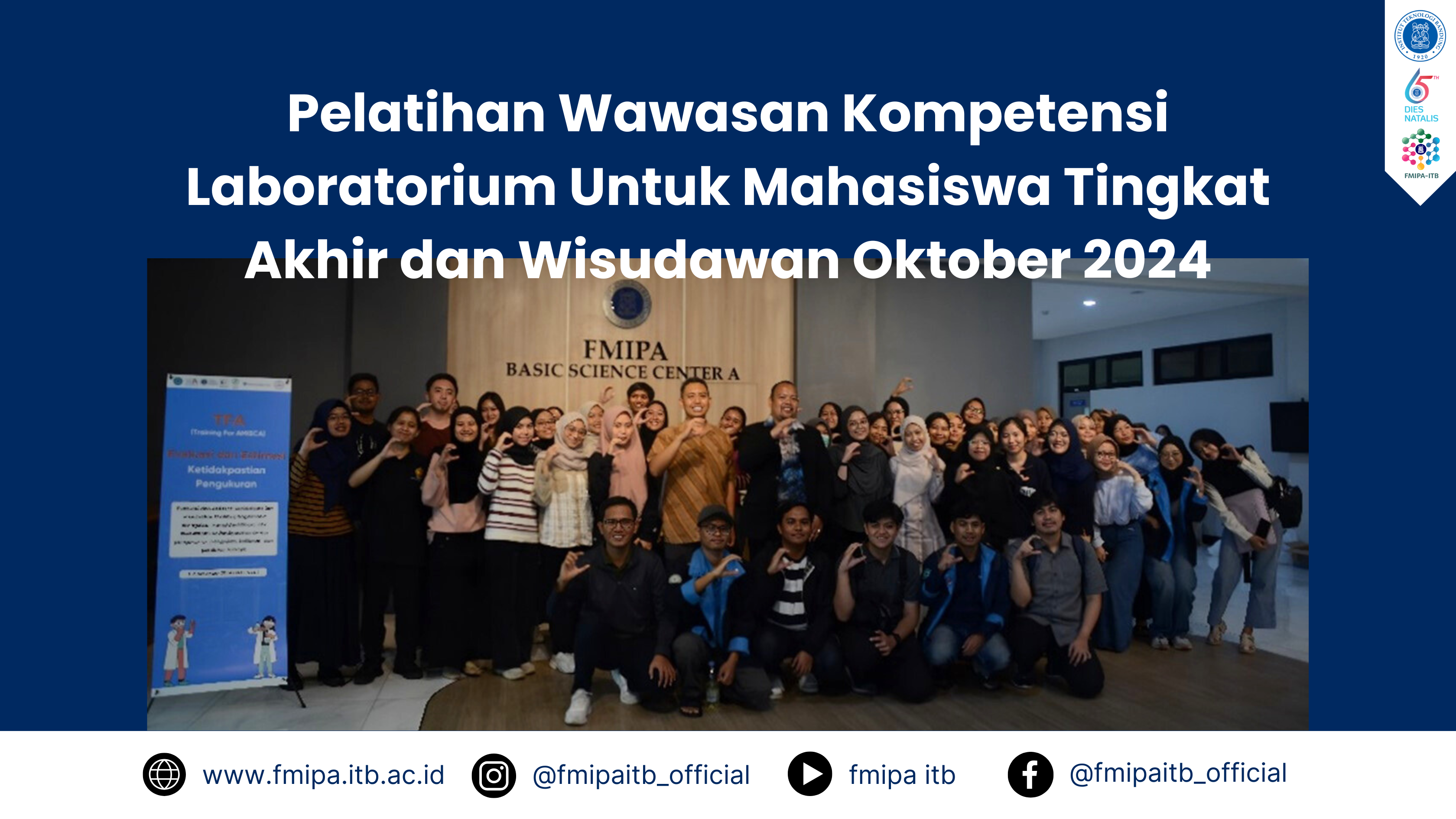 Prodi Kimia ITB bekerja sama dengan IAKI (Ikatan Alumni Kimia) ITB dan HMK ‘AMISCA’ ITB membuat kegiatan pelatihan wawasan kompetensi laboratorium untuk mahasiswa tingkat akhir dan wisudawan Oktober 2024