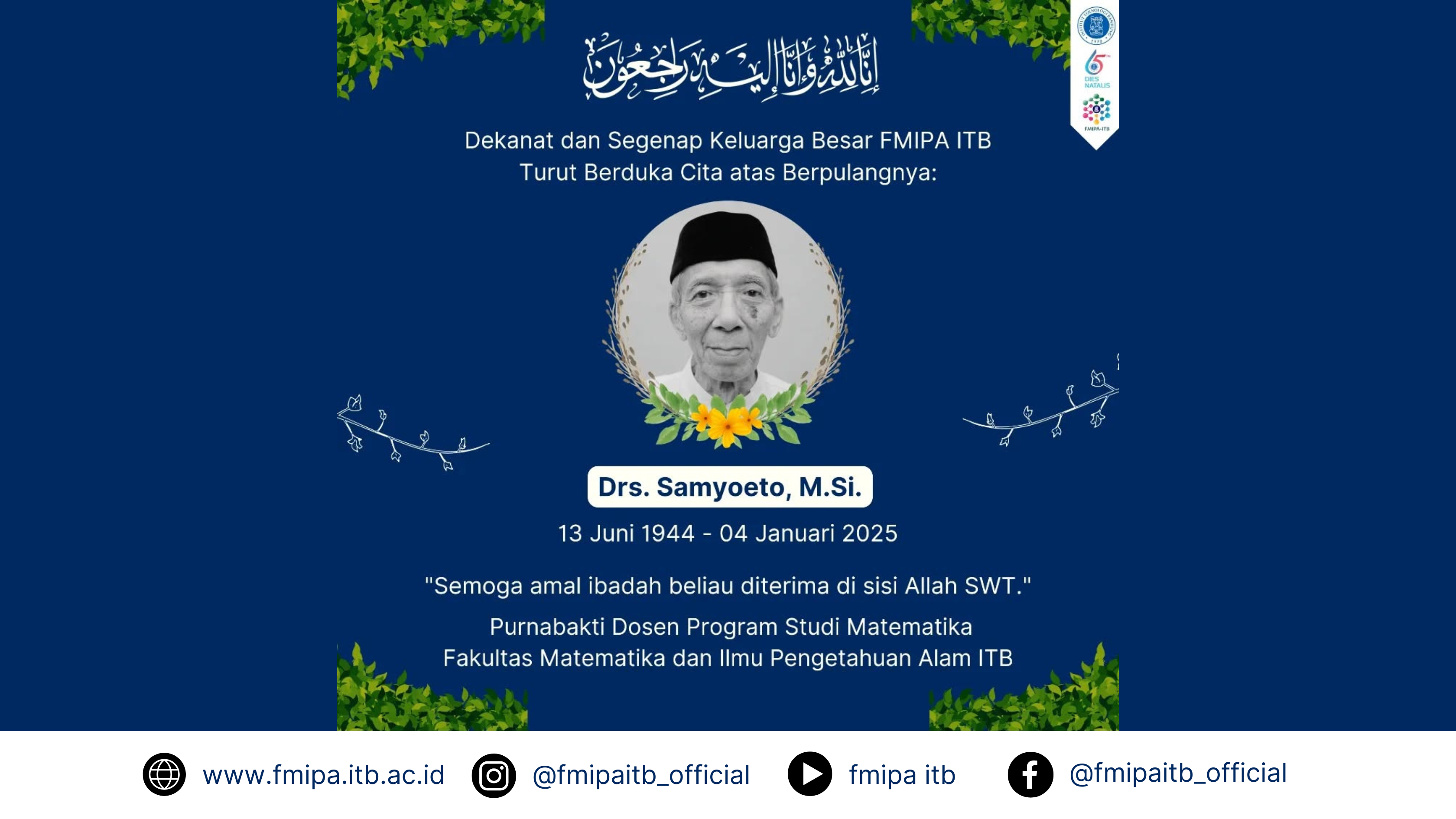 Obituari: Drs. Samyoeto, M.Si.