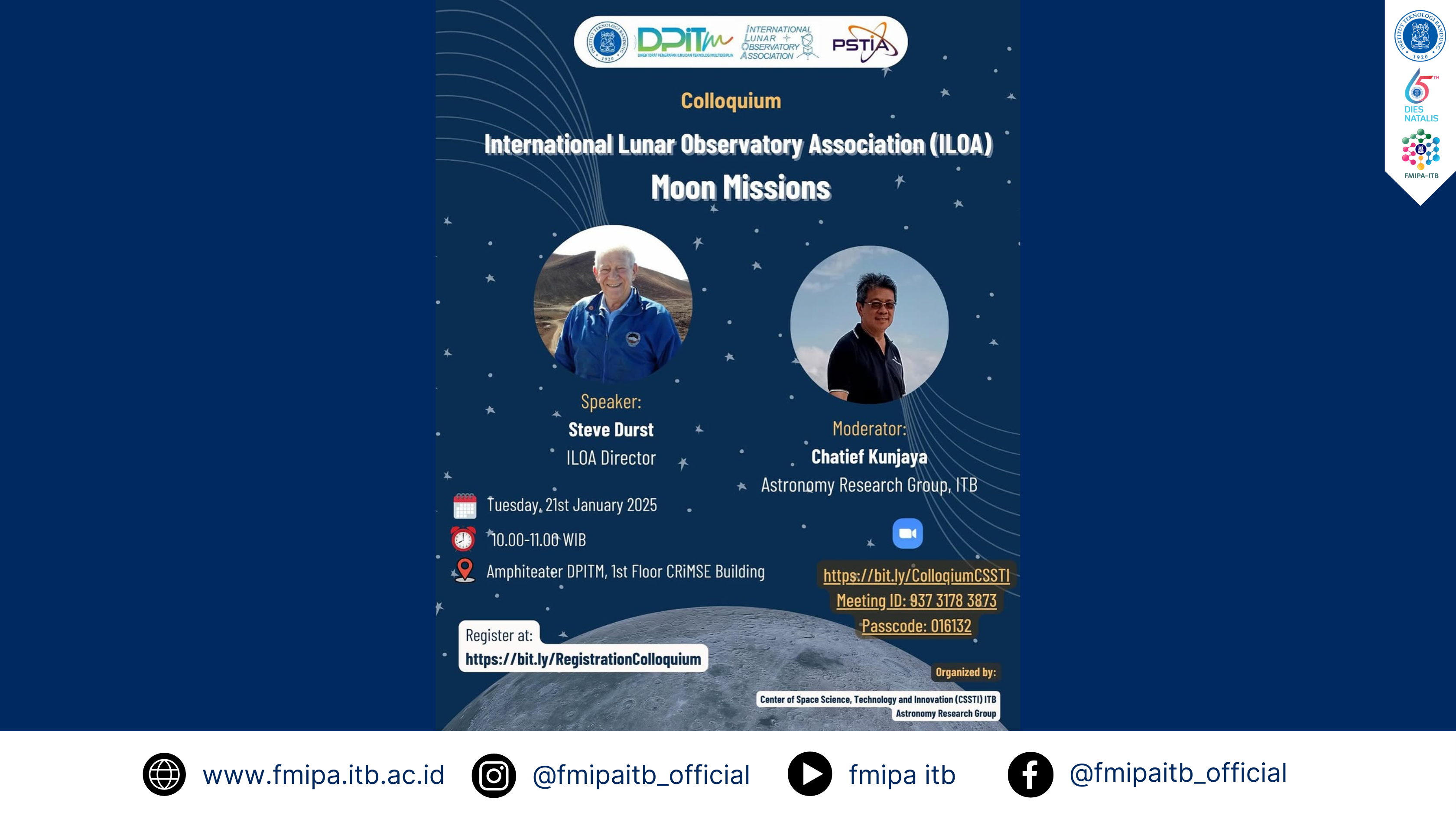 Colloquium : International Lunar Observatory Association (ILOA) Moon Missions