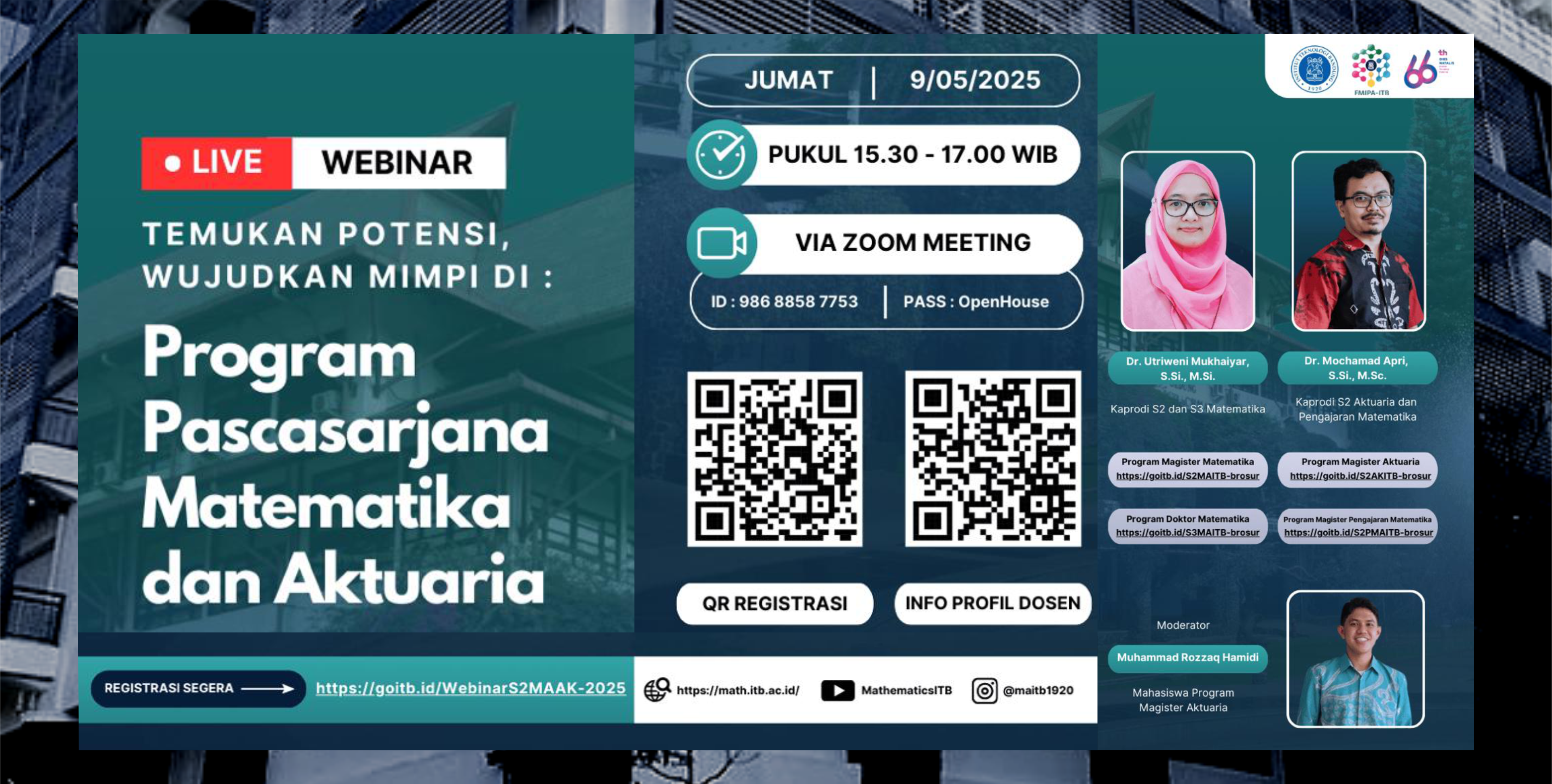 Webinar “Temukan Potensi, Wujudkan Mimpi di Program Pascasarjana Matematika dan Aktuaria”