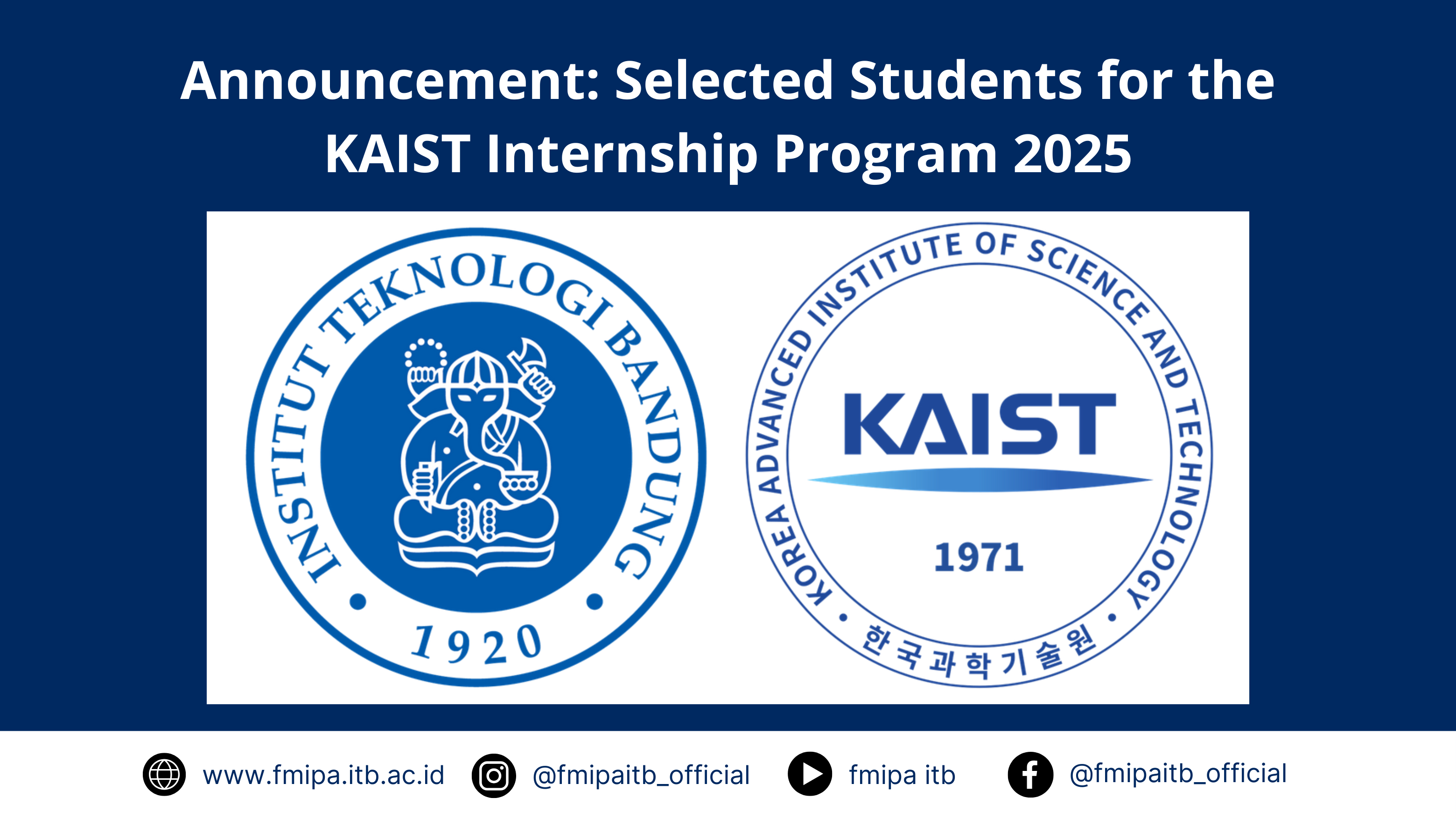 Announcement: Selected Students for the KAIST Internship Program 2025