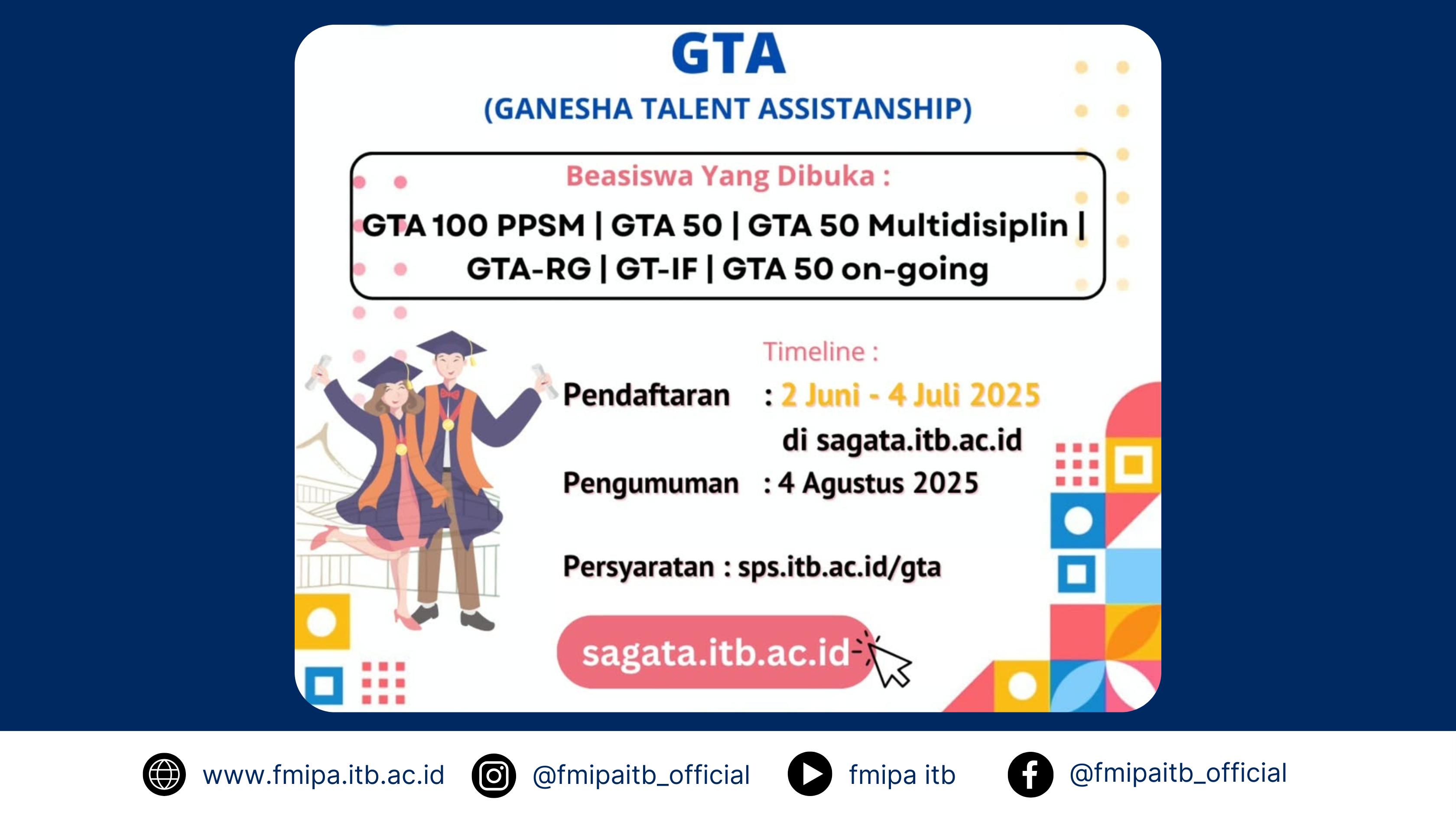 Pendaftaran Ganesha Talent Assistanship 2025 sudah dibuka