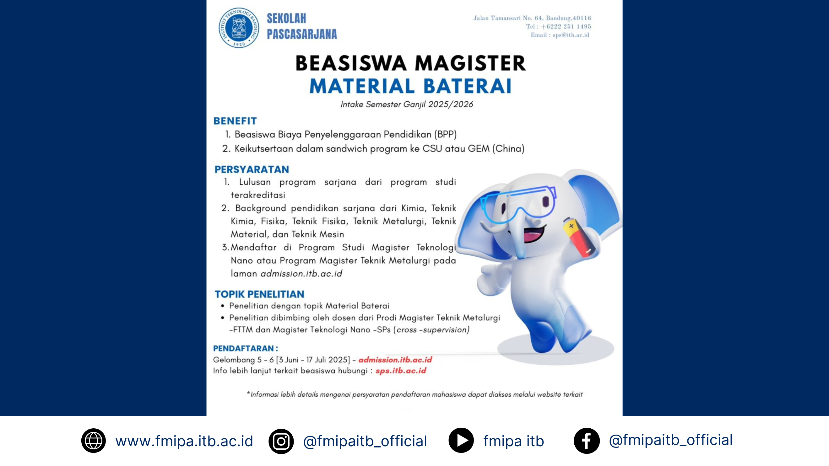 Beasiswa Magister Material Baterai 2025
