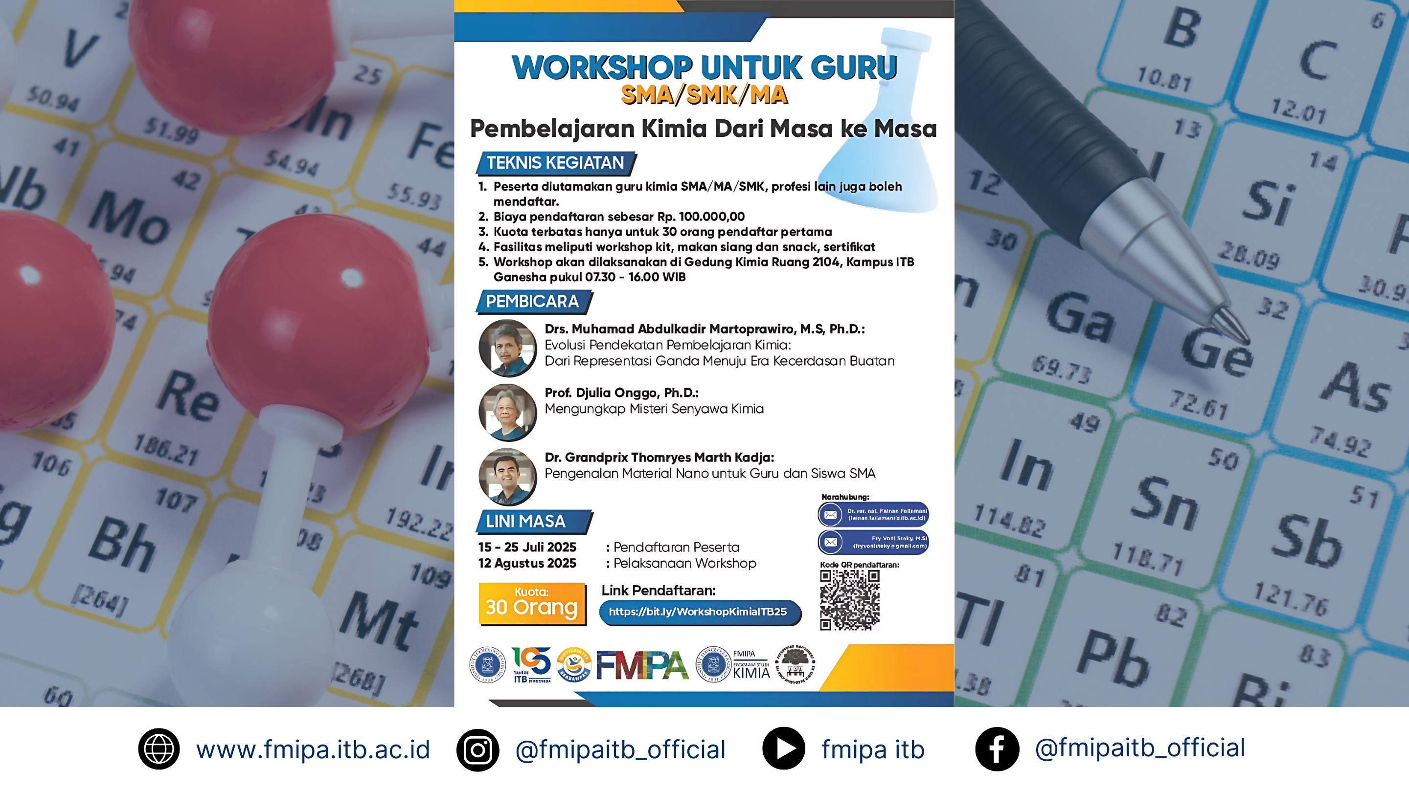 Workshop Untuk Guru Kimia SMA/SMK/MA: “Pembelajaran Kimia dari Masa ke Masa”