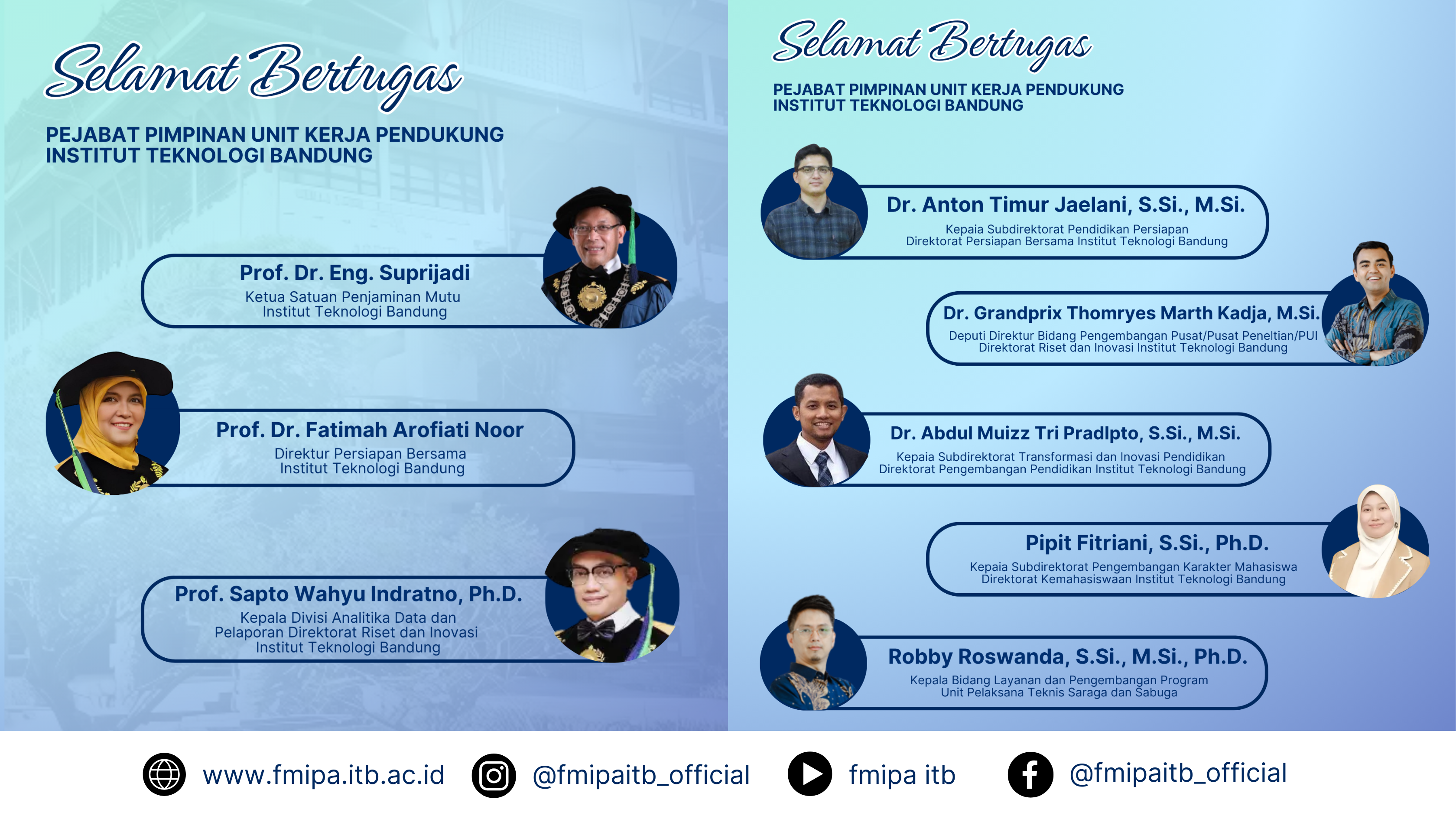 selamat dan sukses atas dilantiknya pejabat pimpinan unit kerja pendukung di lingkungan Institut Teknologi Bandung