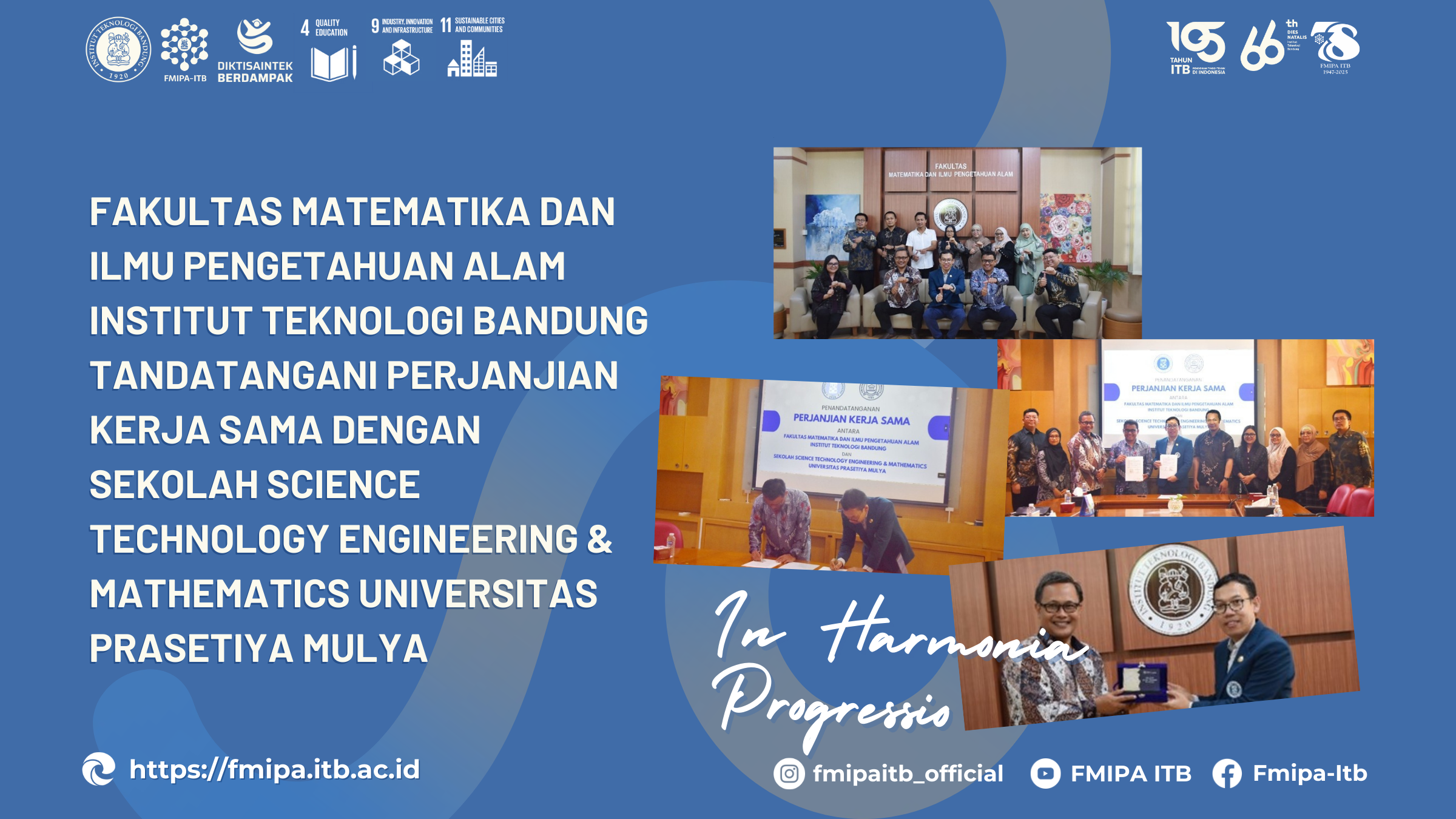 Fakultas Matematika dan Ilmu Pengetahuan Alam Institut Teknologi Bandung Tandatangani Perjanjian Kerja Sama dengan Sekolah Science Technology Engineering & Mathematics Universitas Prasetiya Mulya